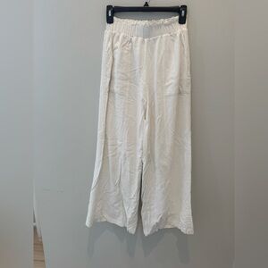 White Wide-Leg Pants - linen and lined